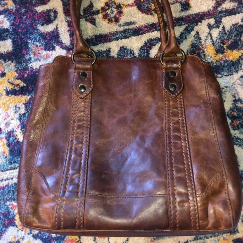 Frye Melissa Tote Distressed Cognac
